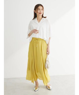 Green Parks 綿麻混スキッパーシャツ Off White