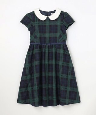 組曲 KIDS 【150-170㎝】クラシックチェック ワンピース グリーン系3