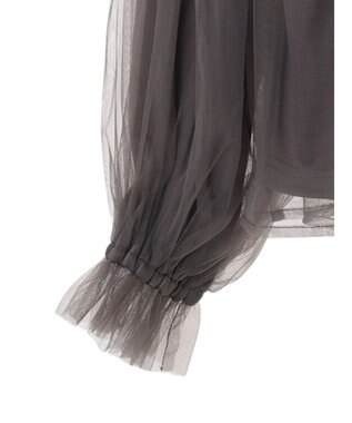 Green Parks ・ＥＬＥＮＣＡＲＥ　ＤＵＥ　チュールハイネックブラウス Charcoal Gray