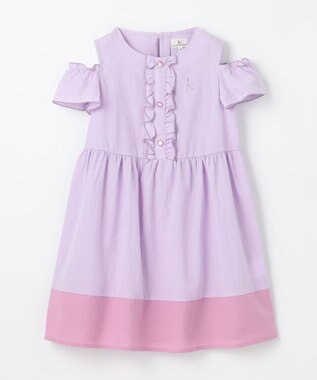 組曲 KIDS 【UVケア】【110-140㎝】バイカラー ワンピース ラベンダー