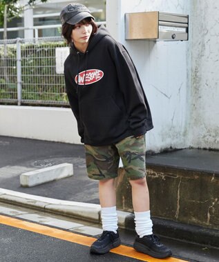 WEGO 【ユニセックス着用ITEM】リラックスフィットオーバルロゴパーカー ブラック