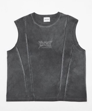 WEGO 【ユニセックス着用ITEM/MLサイズ展開】コールドダイスウィッチングロゴノースリーブ スミクロ