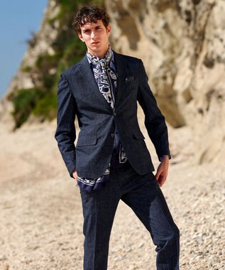 JOSEPH ABBOUD 【ウエストも伸びる！ストレッチ・洗える・軽量・防しわ・速乾・エコ撥水】ライトウェーブ パンツ ブルー系1