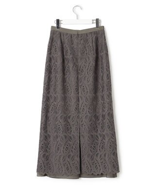 23区 【洗える】ジオメトリックレース Iライン スカート ブラウン系