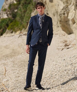 JOSEPH ABBOUD 【ウエストも伸びる！ストレッチ・洗える・軽量・防しわ・速乾・エコ撥水】ライトウェーブ パンツ ブルー系1