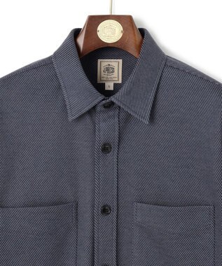J.PRESS MEN ウールコットン ダブルカバーツイルシャツ ネイビー系