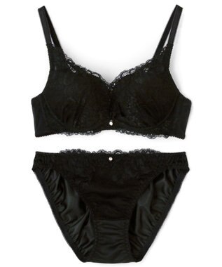 San-ai Resort（三愛水着楽園） 【northerly bra フィットシリーズ 谷間メイク】 カシュクールレースモールド ブラジャー＆ショーツSet B～Fカップ ブラック