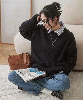 WEGO 【ユニセックス着用ITEM/MLサイズ展開】ミラノリブクルーネックプルオーバー ブラック