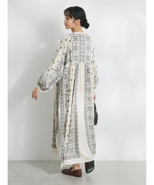 CRAFT STANDARD BOUTIQUE パネル柄ウエスト切り替えボリュームワンピース Light Beige