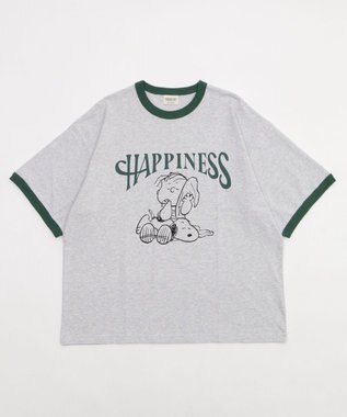 WEGO 【ユニセックス着用ITEM/MLサイズ展開】別注PEANUTSプリントT（SS） アッシュグレー