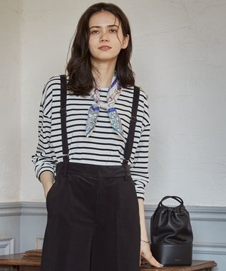 23区 S 【SLOW/一部店舗限定】ギザコットンボーダー ラウンドネックカットソー オフホワイトXブラックボーダー