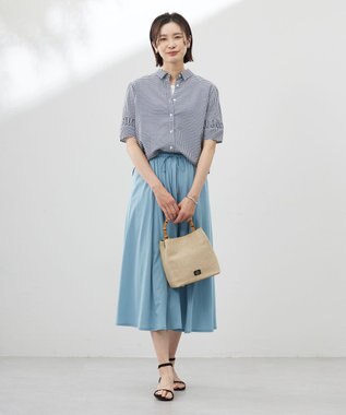 J.PRESS LADIES 【洗える】トリコットバイオ フレア スカート ブルーグリーン系