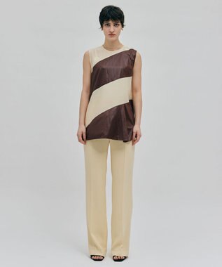 BEIGE， 【洗える】TOURRAQUE / Aラインブラウス Cream×Bordeaux