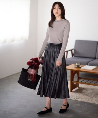 ANY 【洗濯機可】ラメハイネックＴシャツ グレー