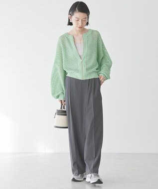 AMERICAN HOLIC ジップアップメッシュニットカーディガン Mint