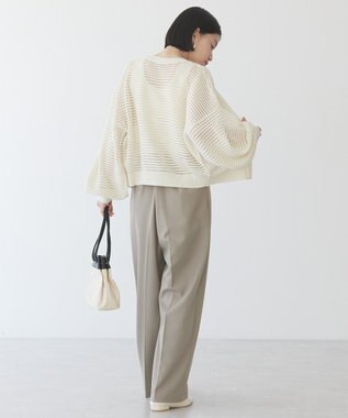 AMERICAN HOLIC ジップアップメッシュニットカーディガン Ivory