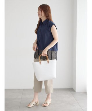 Te chichi レースヘムドッキングシャツ ネイビー