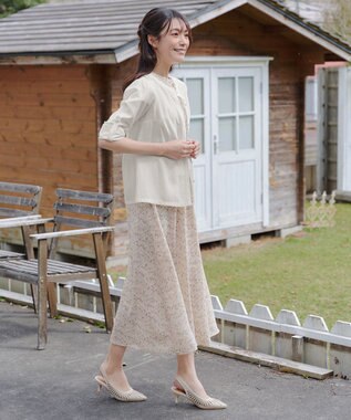 Tiaclasse 【新色追加】花柄フレンチスリーブワンピース アイボリー
