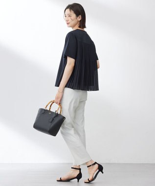 J.PRESS LADIES S 【洗える】コットンスムース バック プリーツ カットソー ネイビー系