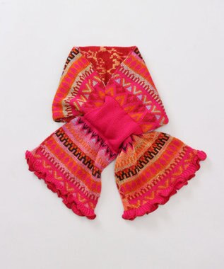 AURORA 【 ANNA SUI（アナ スイ）】ジャカードキャンディーマフラー(WASH) レッド