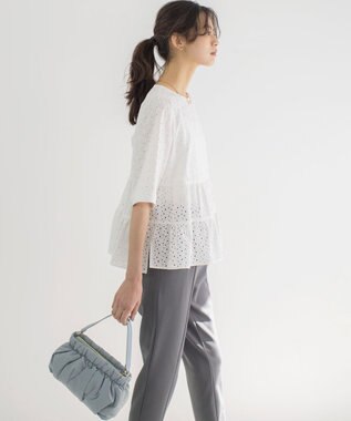 組曲 S エンブロイダリーレースフリル ブラウス アイボリー系