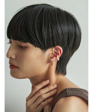 AMERICAN HOLIC ダブルカーブ×パールセットイヤカフ Silver