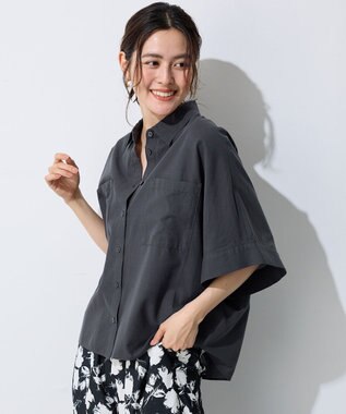 ANY 【手洗い可】コットンリネンブラウス チャコール