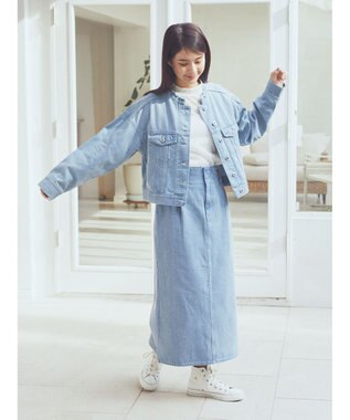 earth music&ecology ナローデニムスカート Light Indigo