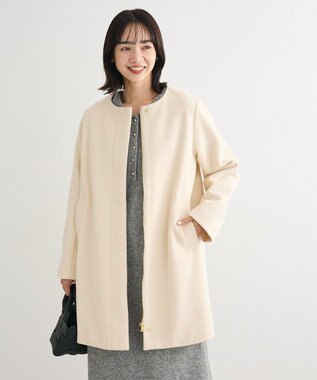 Green Parks ２ｗａｙフード取り外しＡラインコート Off White