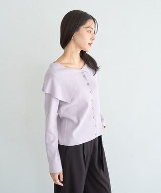 YECCA VECCA 2wayオフショルカラーカーディガン Lavender