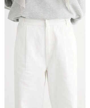 Green Parks ストレートタックデニムパンツ White