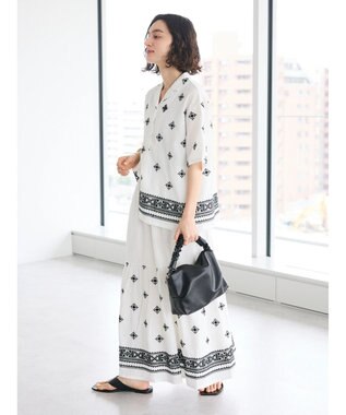 CRAFT STANDARD BOUTIQUE パネル刺繍開襟シャツ Off White