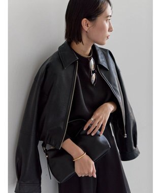 Te chichi フェイクレザークロップドブルゾン