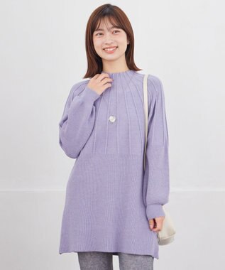 Tiaclasse L 【日本製】メランジプリント裏起毛スリムパンツ グレー