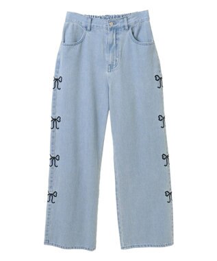 Green Parks ・ＤＯＵＢＬＥ　ＦＬＡＧＳ　サイドリボン刺繍デニ Light Indigo