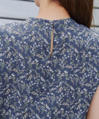 Tiaclasse 【新色追加】花柄フレンチスリーブワンピース ブルー