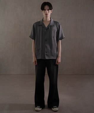 WEGO サテン刺繍シャツ（SS） ダークグレー