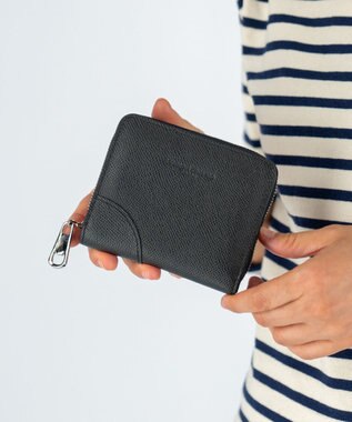 tsumori chisato CARRY ラックスtcネーム ラウンドファスナー 2つ折り財布 ブラック