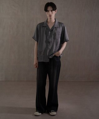 WEGO サテン刺繍シャツ（SS） ダークグレー