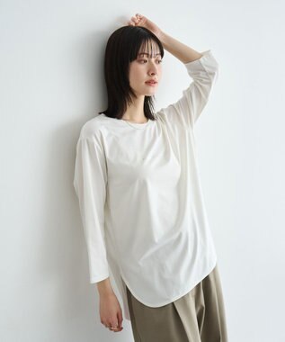 YECCA VECCA ラウンドヘム7分袖ロゴTee