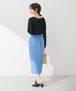 Green Parks きれいシルエット　フラップ付きナロースカート Sax