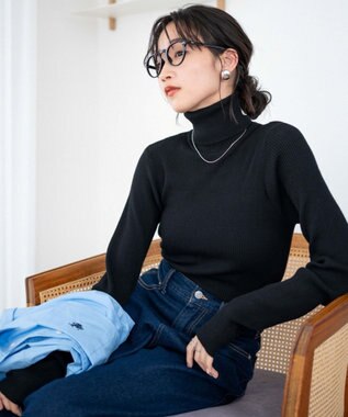 WEGO リブタートルネックニット ブラック