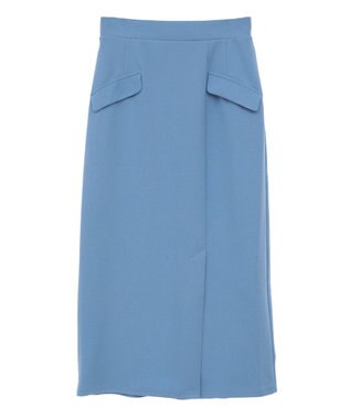 Green Parks きれいシルエット　フラップ付きナロースカート Sax