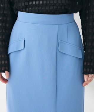 Green Parks きれいシルエット　フラップ付きナロースカート Sax