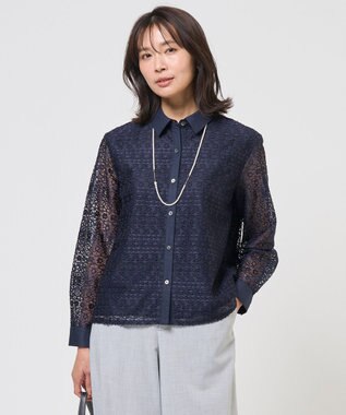 J.PRESS LADIES S ジオメトリックレース ブラウス