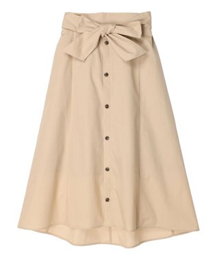 earth music&ecology ウエストリボンヘムスカート Beige