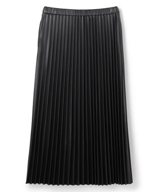 UNFILO 【野呂佳代さん着用】フェイクレザー プリーツスカート ブラック