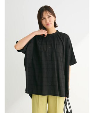 Green Parks インド綿 チェックドビーブラウス Black