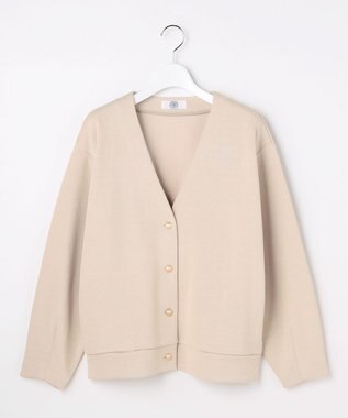 J.PRESS LADIES ジャージー Vネック カーディガン ベージュ系