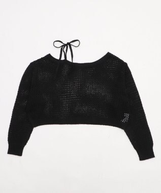 WEGO モヘアタッチ2WAYワンショルニット ブラック